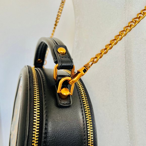 NWT Smile Focus Celestial Eye Embroidered Black Leather Crossbody Luxury Handbag - Picture 8 of 16